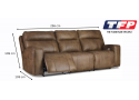 Full Premium Leather 3 Seater Brown Power Recliner Sofa - Geelong